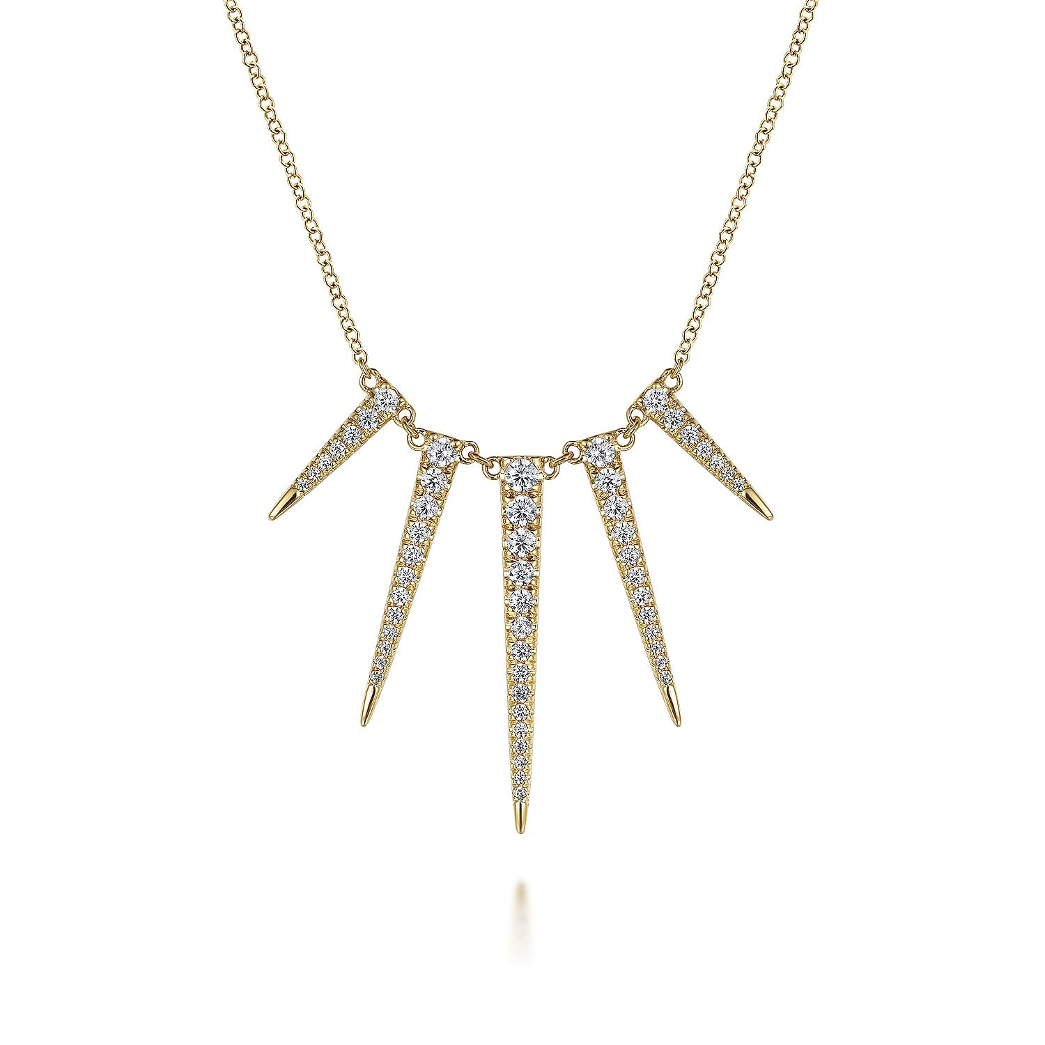 Gabriel - 14K Yellow Gold Edgy Spikes Diamond Necklace
