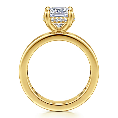 14K Yellow Gold Elongate Cushion Diamond Engagement Ring