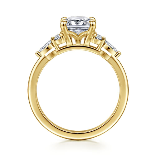 14K Yellow Gold Elongated Cushion Diamond Cluster Engagement Ring