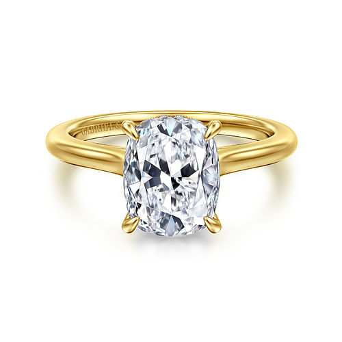 14K Yellow Gold Elongated Cushion Diamond Engagement Ring
