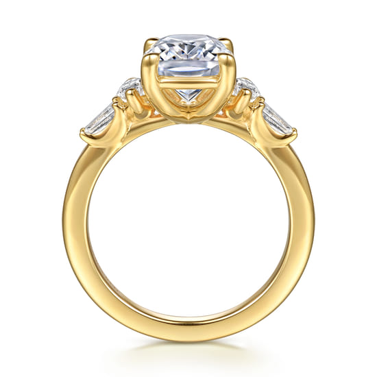 14K Yellow Gold Elongated Cushion Diamond Engagement Ring angle 2