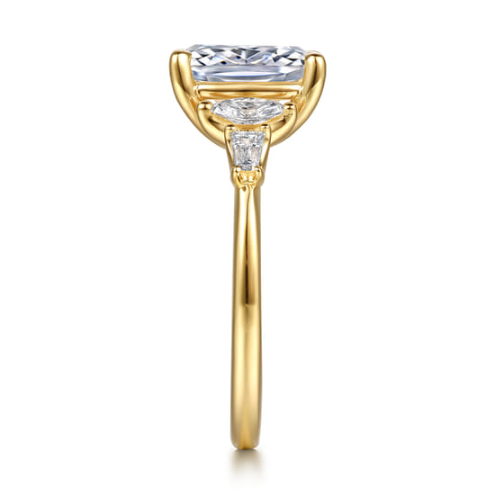 14K Yellow Gold Elongated Cushion Diamond Engagement Ring angle 5