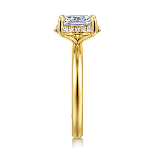 14K Yellow Gold Elongated Cushion Hidden Halo Diamond Engagement Ring 14K Yellow Gold Elongated Cushion Hidden Halo Diamond Engagement Ring