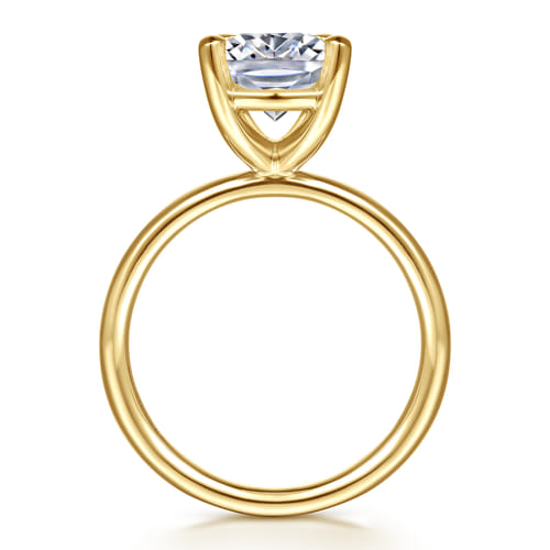 14K Yellow Gold Elongated Cushion Solitaire Diamond Engagement Ring