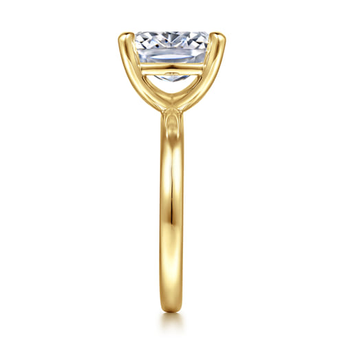 14K Yellow Gold Elongated Cushion Solitaire Diamond Engagement Ring