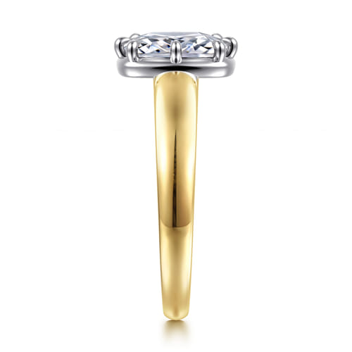14K Yellow Gold Elongated Cushion Solitaire Diamond Engagement Ring