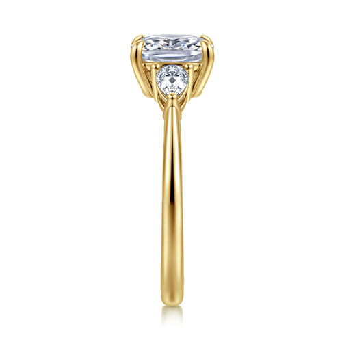 14K Yellow Gold Elongated Cushion Three Stone Diamond Engagement Ring 14K Yellow Gold Elongated Cushion Three Stone Diamond Engagement Ring
