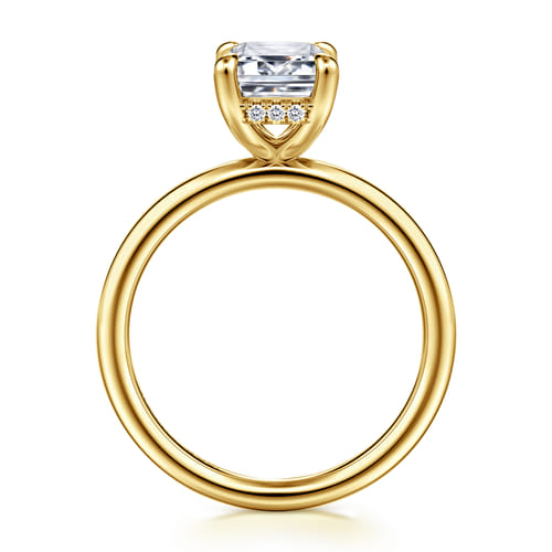 14K Yellow Gold Emerald Cut  Diamond Engagement Ring