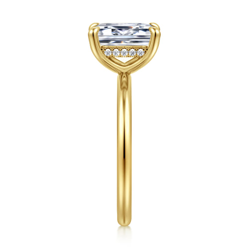 14K Yellow Gold Emerald Cut  Diamond Engagement Ring