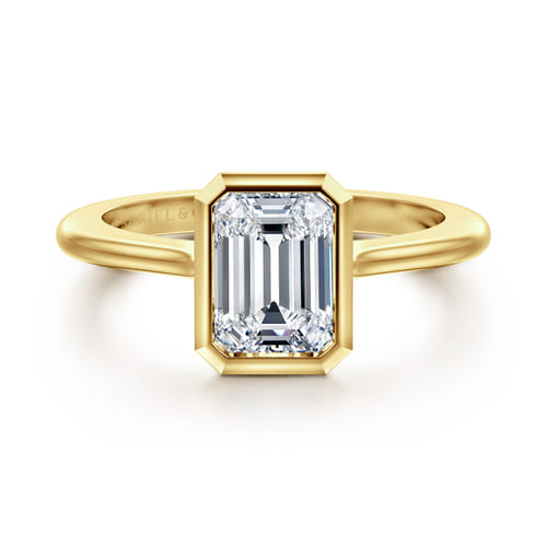 14K Yellow Gold Emerald Cut Bezel Set Solitaire Diamond Engagement Ring 14K Yellow Gold Emerald Cut Bezel Set Solitaire Diamond Engagement Ring