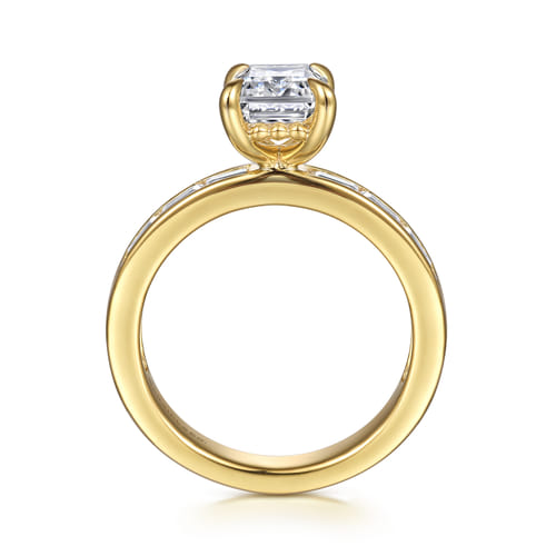 14K Yellow Gold Emerald Cut Channel Set Baguette Diamond Engagement Ring 14K Yellow Gold Emerald Cut Channel Set Baguette Diamond Engagement Ring