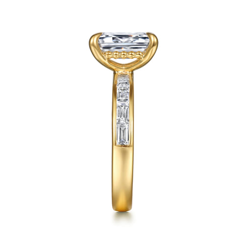 14K Yellow Gold Emerald Cut Channel Set Baguette Diamond Engagement Ring 14K Yellow Gold Emerald Cut Channel Set Baguette Diamond Engagement Ring
