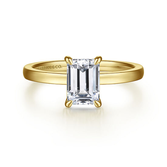 Gabriel - 14K Yellow Gold Emerald Cut Diamond Diamond Engagement Ring