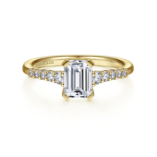 14K Yellow Gold Emerald Cut Diamond Engagement Ring