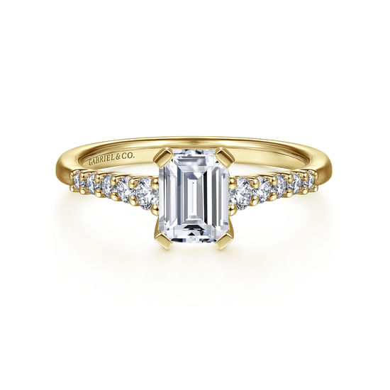 Gabriel - 14K Yellow Gold Emerald Cut Diamond Engagement Ring