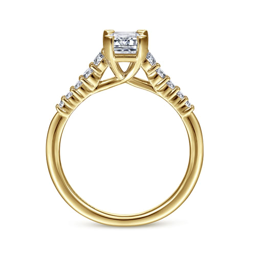 14K Yellow Gold Emerald Cut Diamond Engagement Ring
