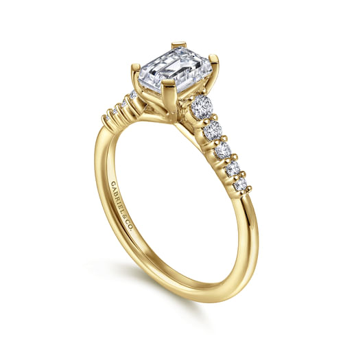14K Yellow Gold Emerald Cut Diamond Engagement Ring