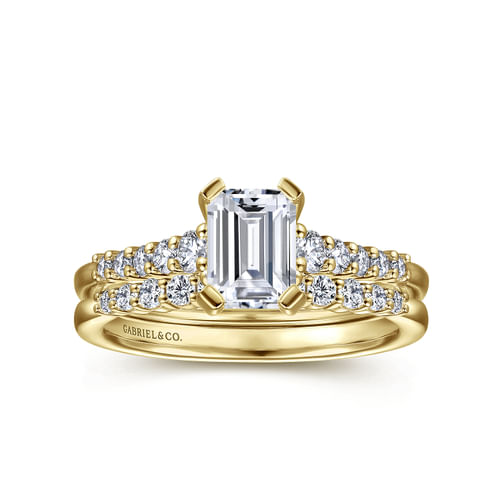 14K Yellow Gold Emerald Cut Diamond Engagement Ring