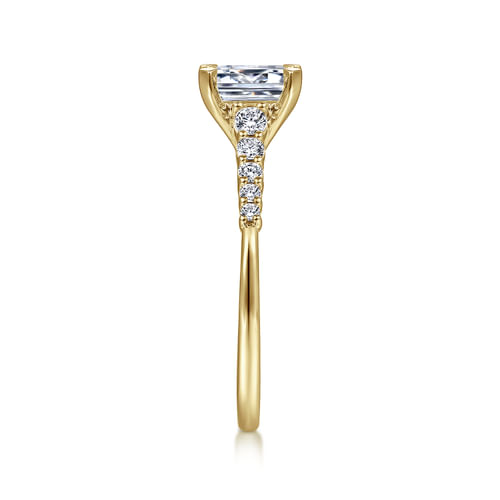 14K Yellow Gold Emerald Cut Diamond Engagement Ring