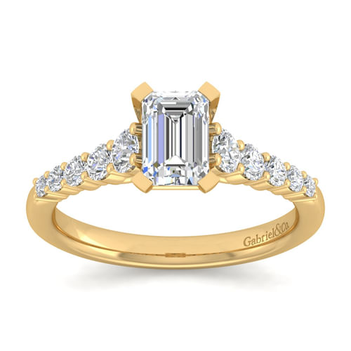 14K Yellow Gold Emerald Cut Diamond Engagement Ring