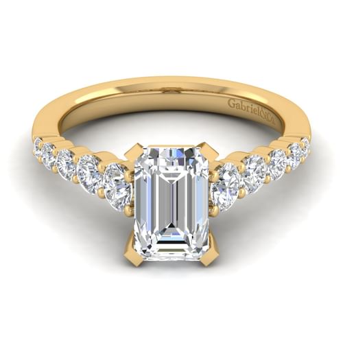 14K Yellow Gold Emerald Cut Diamond Engagement Ring