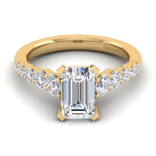Gabriel - 14K Yellow Gold Emerald Cut Diamond Engagement Ring
