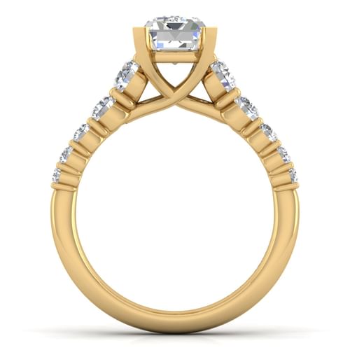 14K Yellow Gold Emerald Cut Diamond Engagement Ring