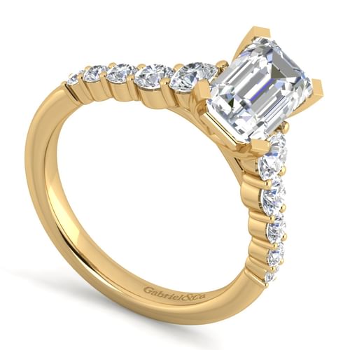 14K Yellow Gold Emerald Cut Diamond Engagement Ring