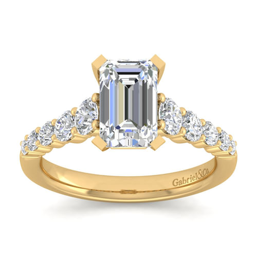 14K Yellow Gold Emerald Cut Diamond Engagement Ring