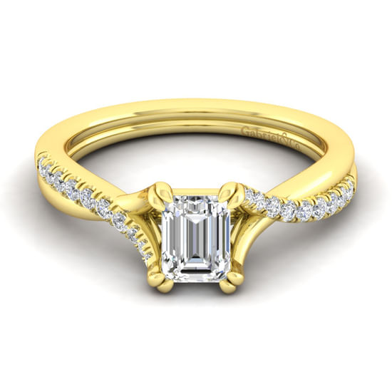 Gabriel - 14K Yellow Gold Emerald Cut Diamond Engagement Ring