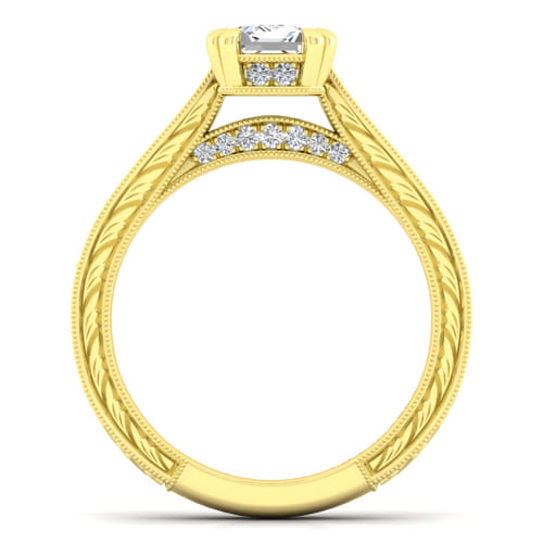 14K Yellow Gold Emerald Cut Diamond Engagement Ring