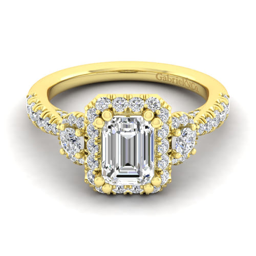 14K Yellow Gold Emerald Cut Diamond Engagement Ring