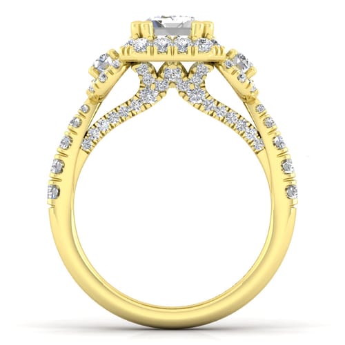 14K Yellow Gold Emerald Cut Diamond Engagement Ring