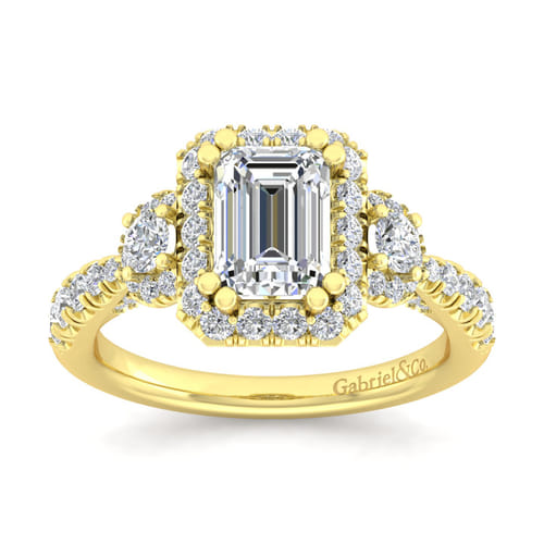 14K Yellow Gold Emerald Cut Diamond Engagement Ring