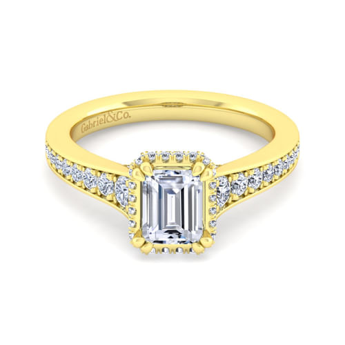 14K Yellow Gold Emerald Cut Diamond Engagement Ring