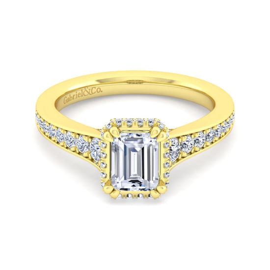 Gabriel - 14K Yellow Gold Emerald Cut Diamond Engagement Ring