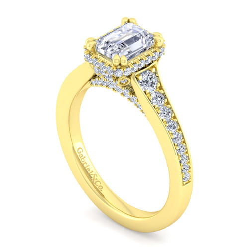 14K Yellow Gold Emerald Cut Diamond Engagement Ring