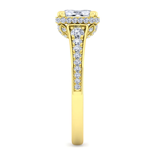 14K Yellow Gold Emerald Cut Diamond Engagement Ring