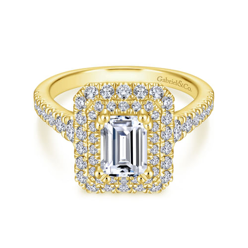 14K Yellow Gold Emerald Cut Diamond Engagement Ring