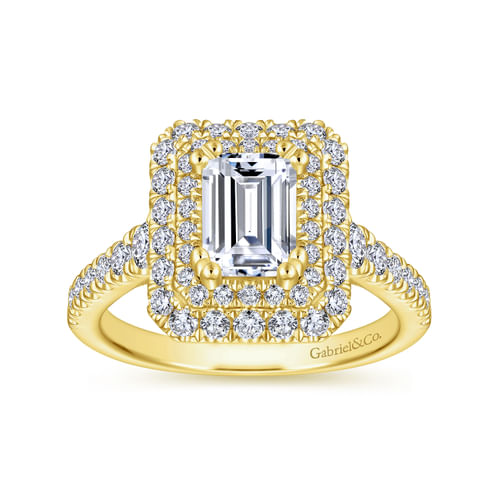 14K Yellow Gold Emerald Cut Diamond Engagement Ring