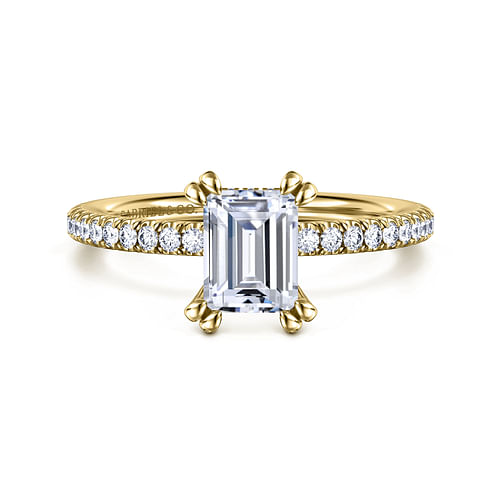 14K Yellow Gold Emerald Cut Diamond Engagement Ring