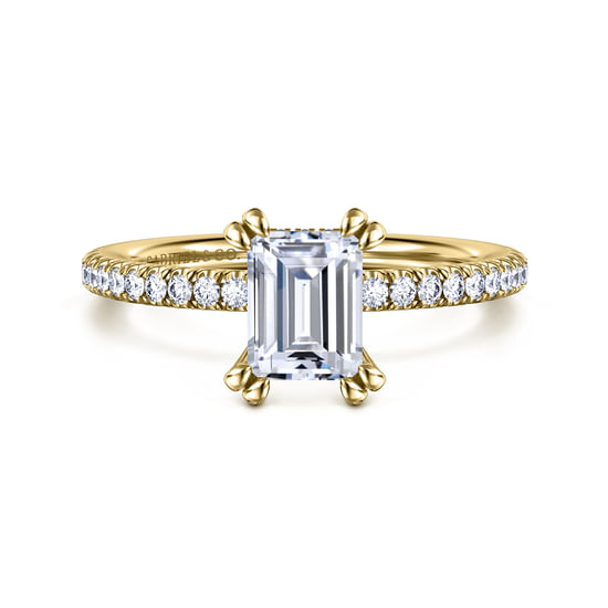 Gabriel - 14K Yellow Gold Emerald Cut Diamond Engagement Ring