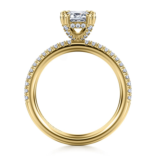 14K Yellow Gold Emerald Cut Diamond Engagement Ring