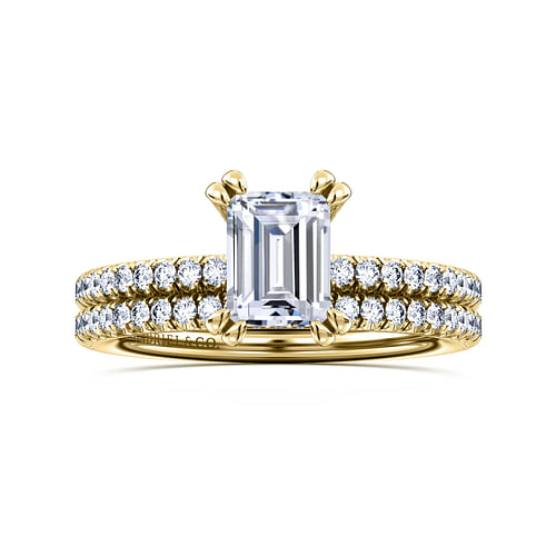 14K Yellow Gold Emerald Cut Diamond Engagement Ring