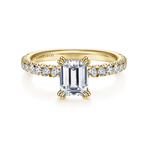 14K Yellow Gold Emerald Cut Diamond Engagement Ring