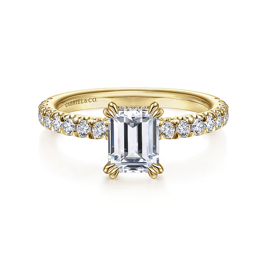 Gabriel - 14K Yellow Gold Emerald Cut Diamond Engagement Ring