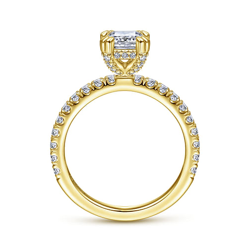 14K Yellow Gold Emerald Cut Diamond Engagement Ring