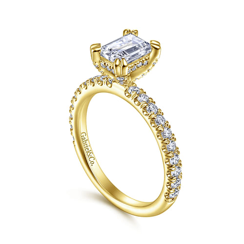 14K Yellow Gold Emerald Cut Diamond Engagement Ring