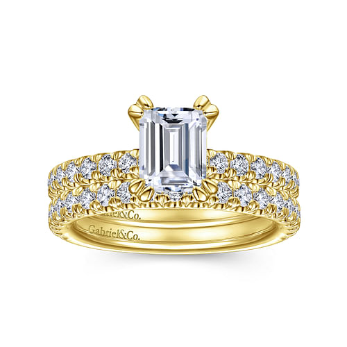 14K Yellow Gold Emerald Cut Diamond Engagement Ring