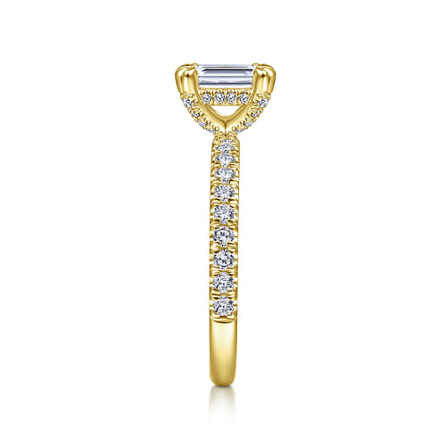 14K Yellow Gold Emerald Cut Diamond Engagement Ring